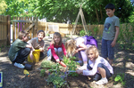 Kinder bei der Gartenarbeit im OSG-Garten